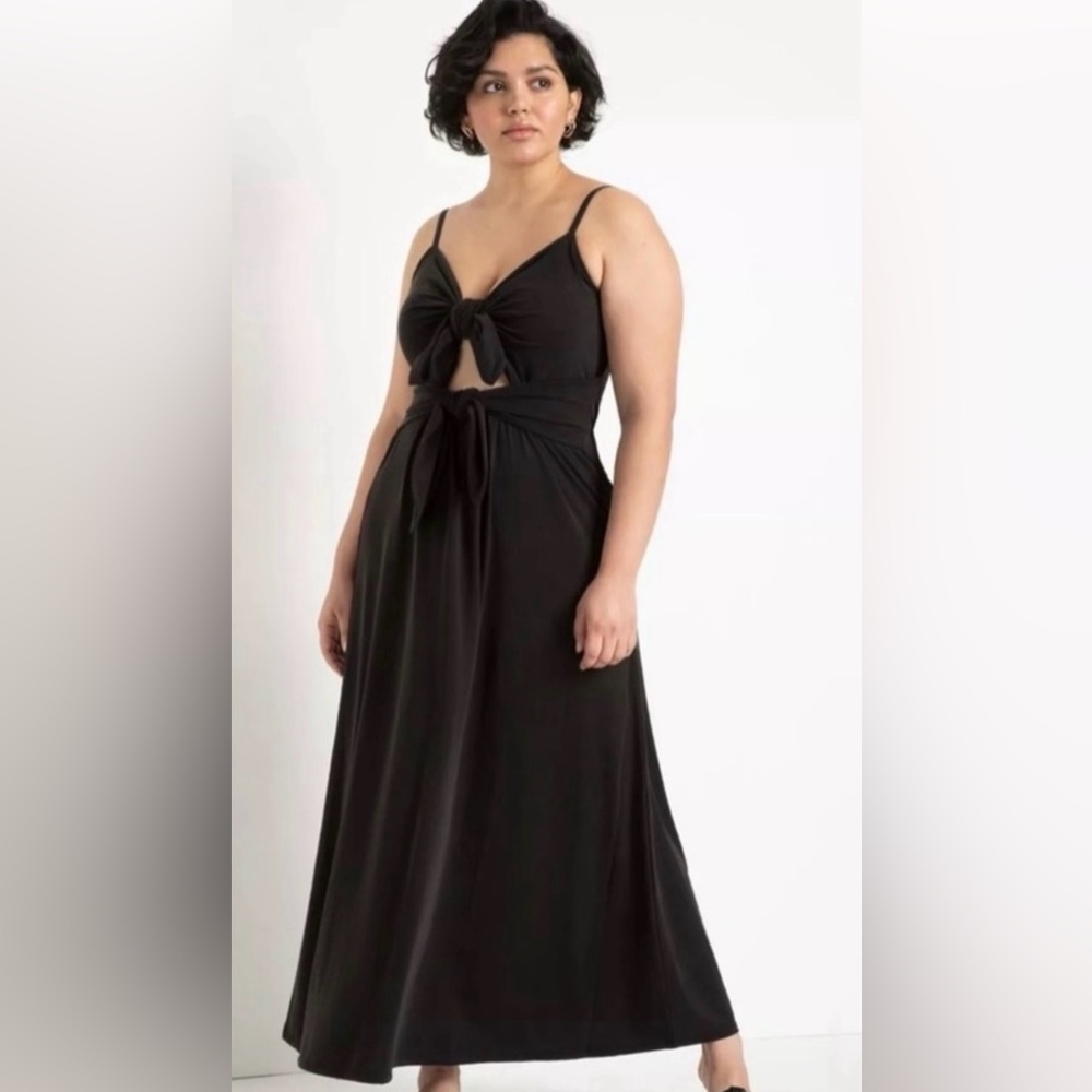 Eloquii Black Tie-Front Maxi Dress